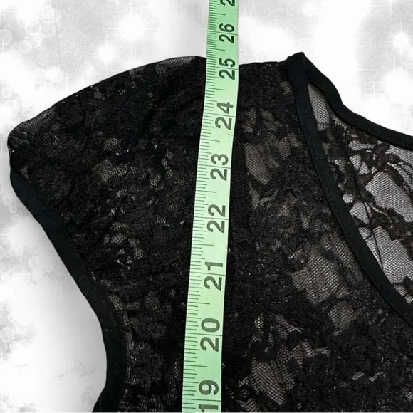 Alt Style Y2K Goth Black Lace Paisley Babydoll Top - Picture 5 of 6